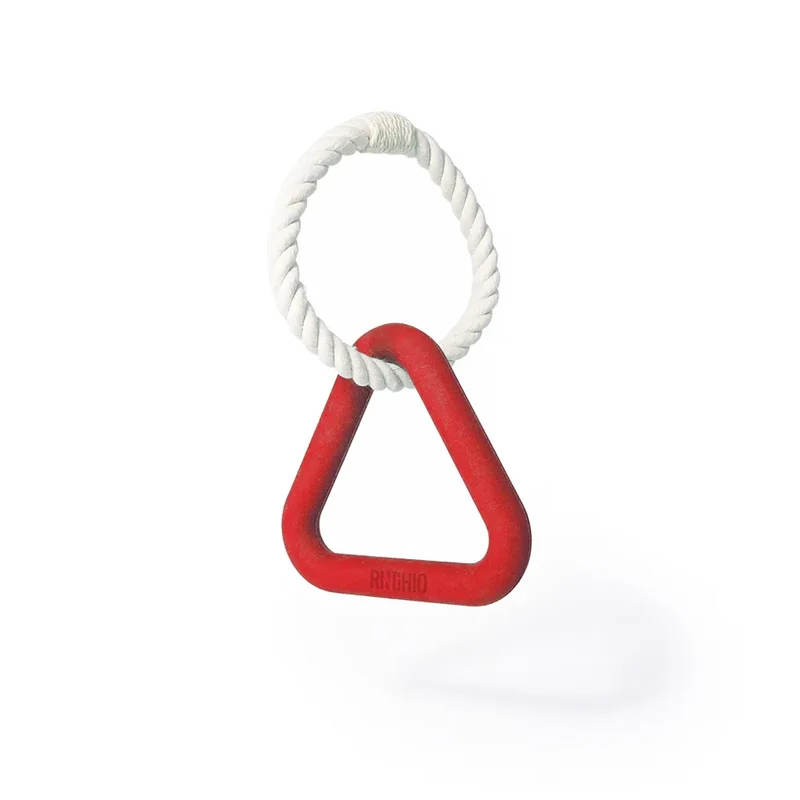 Jouet triangle en caoutchouc naturel et corde pour chien
