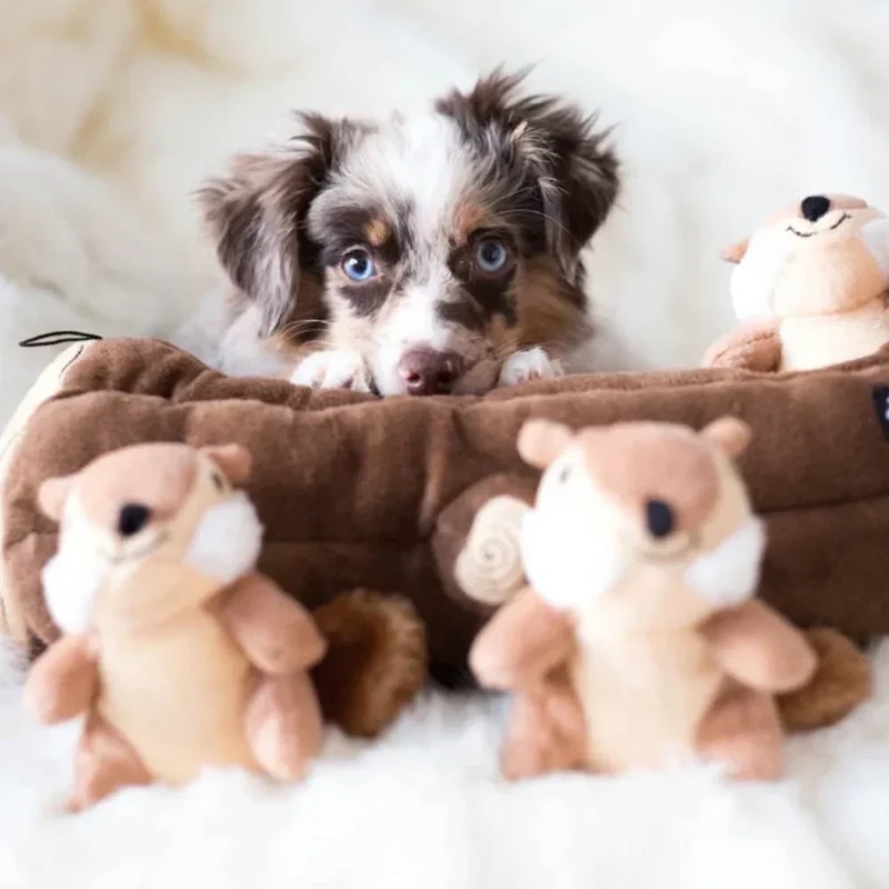 Peluche de flair XXL Bûche et tamias 🪵🐿️ - Jouet d'occupation pour chien – ZippyPaws® Burrow™ Chipmunks Log