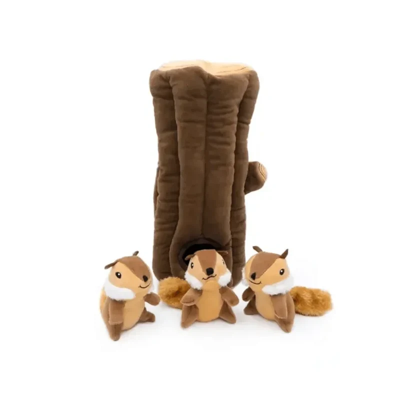 Peluche de flair XXL Bûche et tamias 🪵🐿️ - Jouet d'occupation pour chien – ZippyPaws® Burrow™ Chipmunks Log