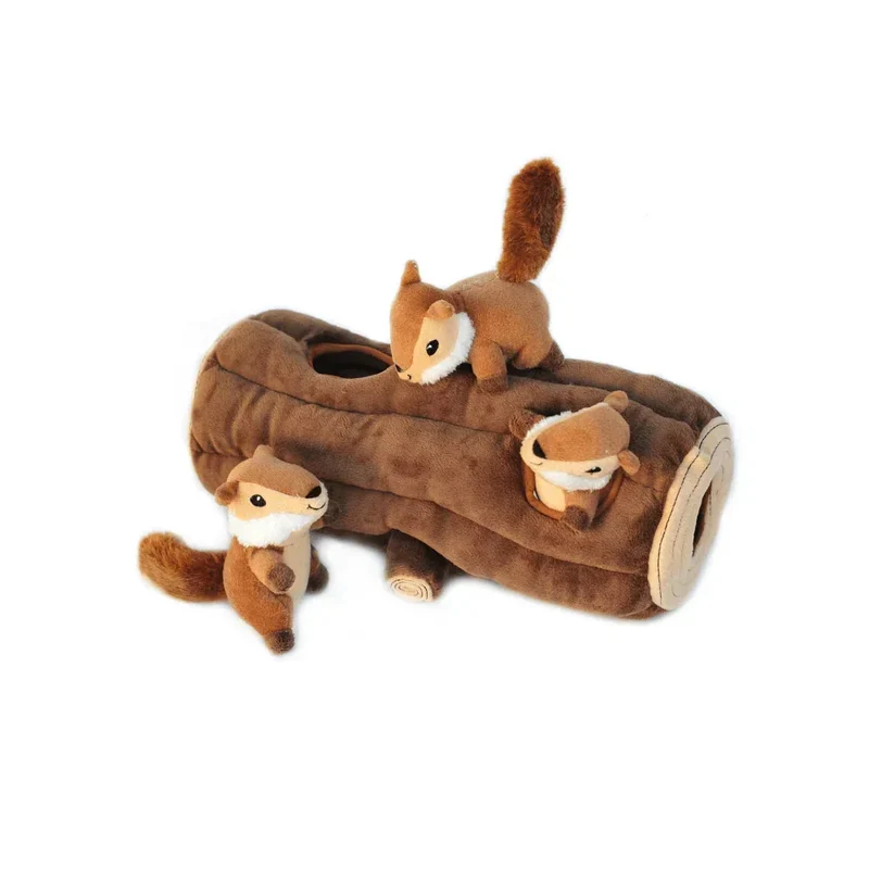 Peluche de flair XXL Bûche et tamias 🪵🐿️ - Jouet d'occupation pour chien – ZippyPaws® Burrow™ Chipmunks Log
