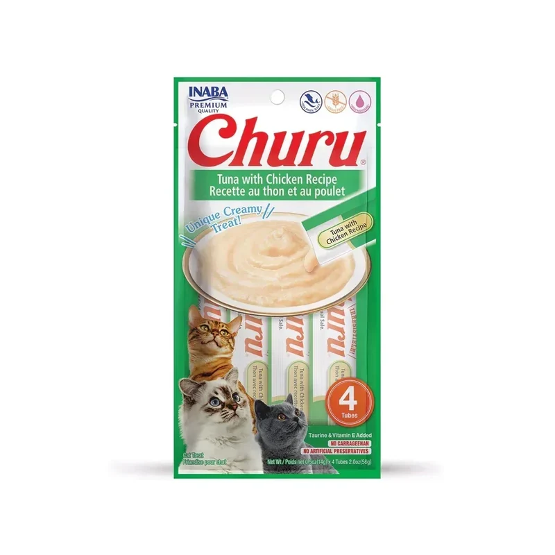 Churu Thon & Poulet – Sticks crémeux pour chat – 4 tubes de 14g