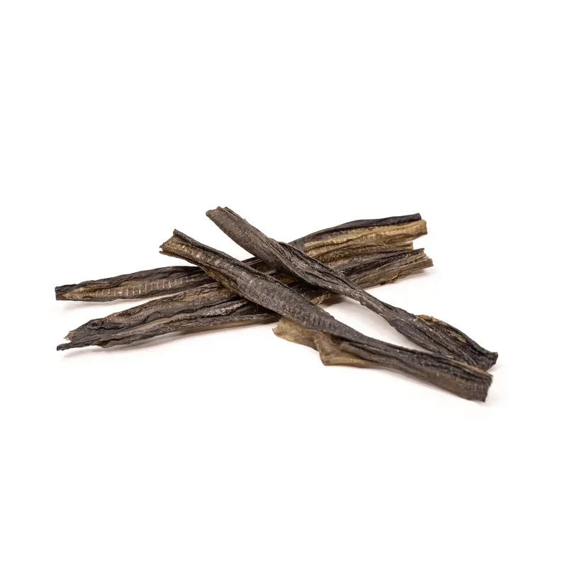 Lanières de peau de poisson chat – Mastication gourmande pour petits chiens et chiots
