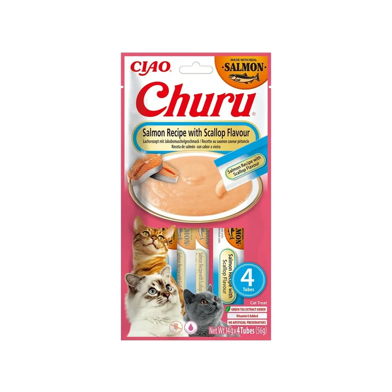Churu Saumon & Pétoncles – Sticks crémeux pour chat