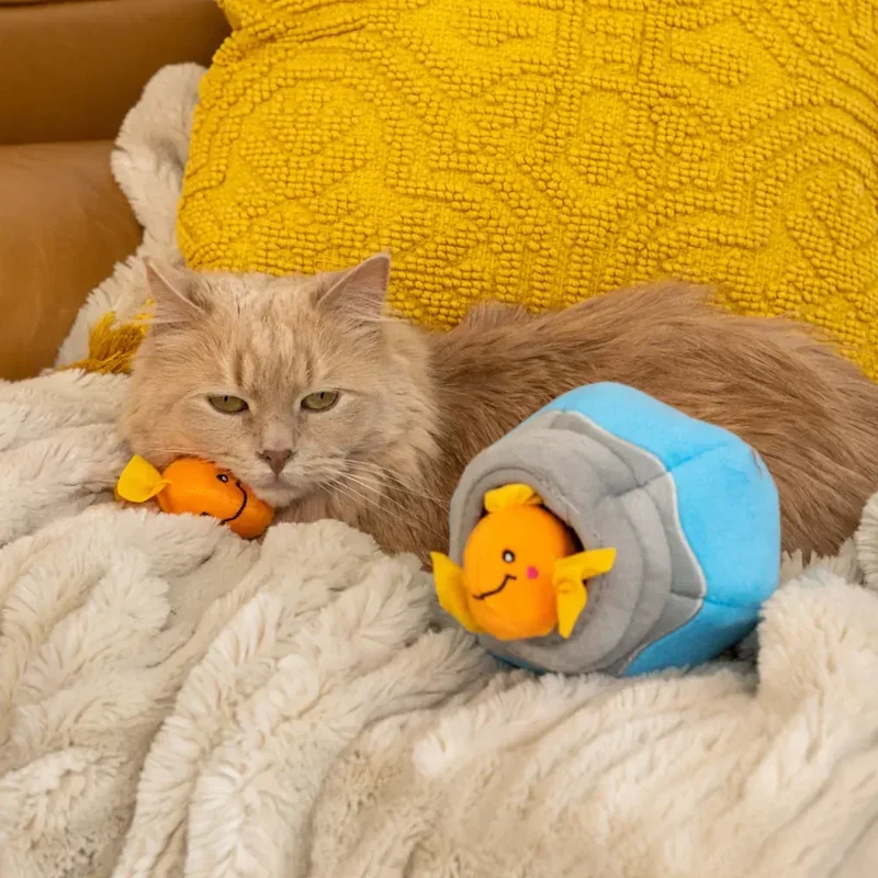 Peluche de flair Poisson dans l'aquarium 🐟 - Jouet d'occupation pour chat 🐱 - ZippyClaws® Burrow™