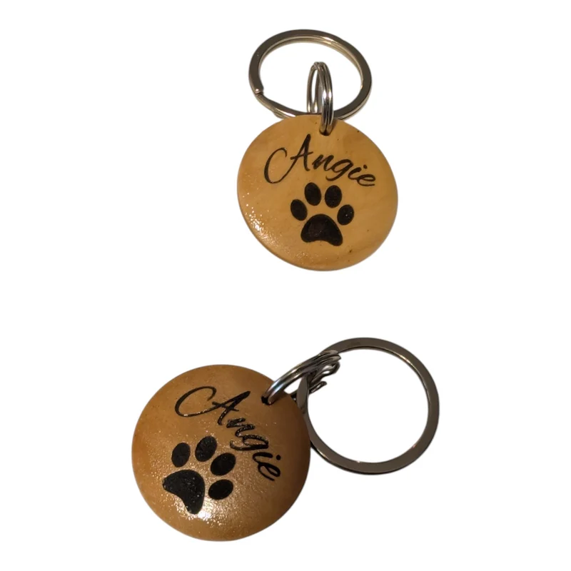 Médaille d'identification pour chien en Bois verni | motif patte