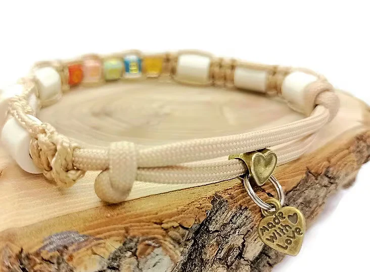 Collier réglable anti-tiques pour chien en céramique EM - LETTRES MULTICOLORES 1cm