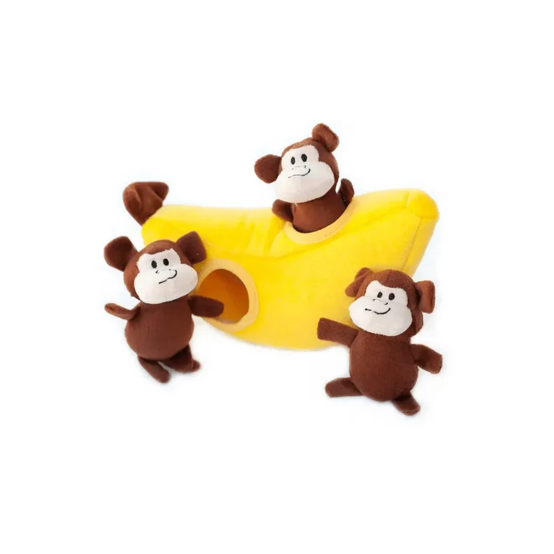 Peluche de flair Bananes et Singe 🍌🐒 - Jouet d'occupation pour chien – ZippyPaws® Burrow™