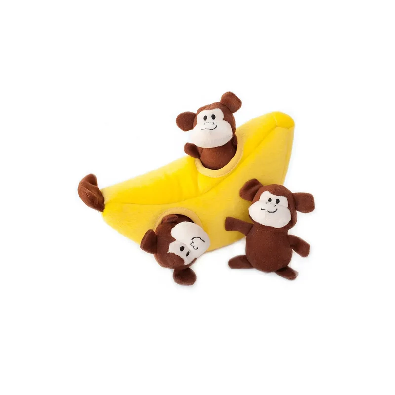 Peluche de flair Bananes et Singe 🍌🐒 - Jouet d'occupation pour chien – ZippyPaws® Burrow™