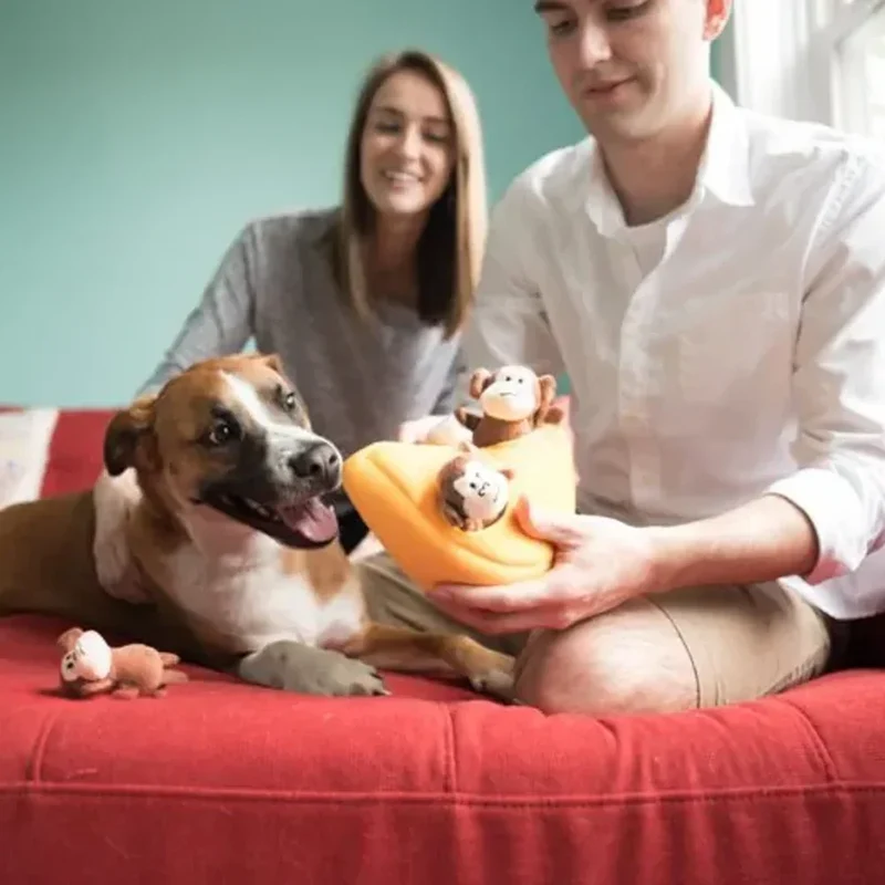 Peluche de flair Bananes et Singe 🍌🐒 - Jouet d'occupation pour chien – ZippyPaws® Burrow™