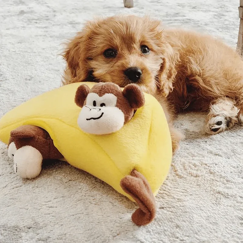 Peluche de flair Bananes et Singe 🍌🐒 - Jouet d'occupation pour chien – ZippyPaws® Burrow™