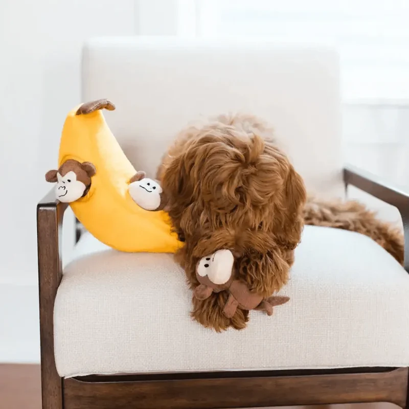 Peluche de flair Bananes et Singe 🍌🐒 - Jouet d'occupation pour chien – ZippyPaws® Burrow™