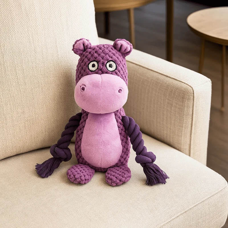 Peluche hippopotame pour chien