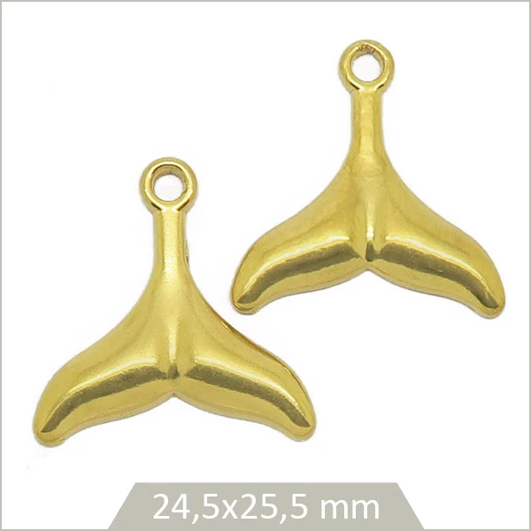 2 breloques queues de sirène en acier inoxydable doré