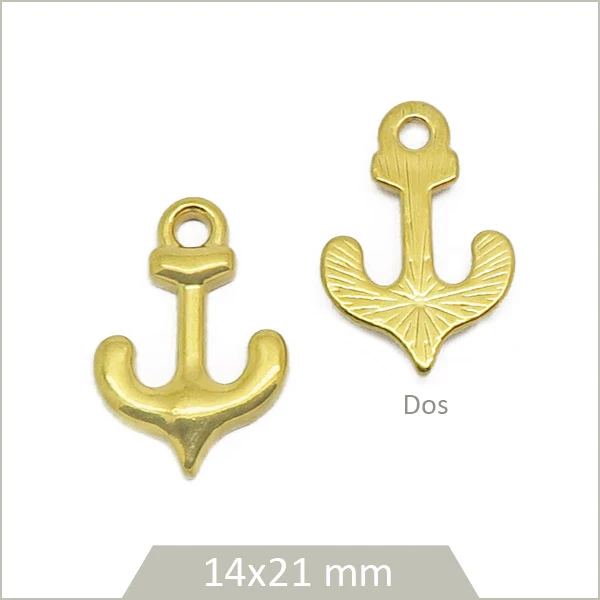 2 breloques ancres marine en acier inoxydable doré