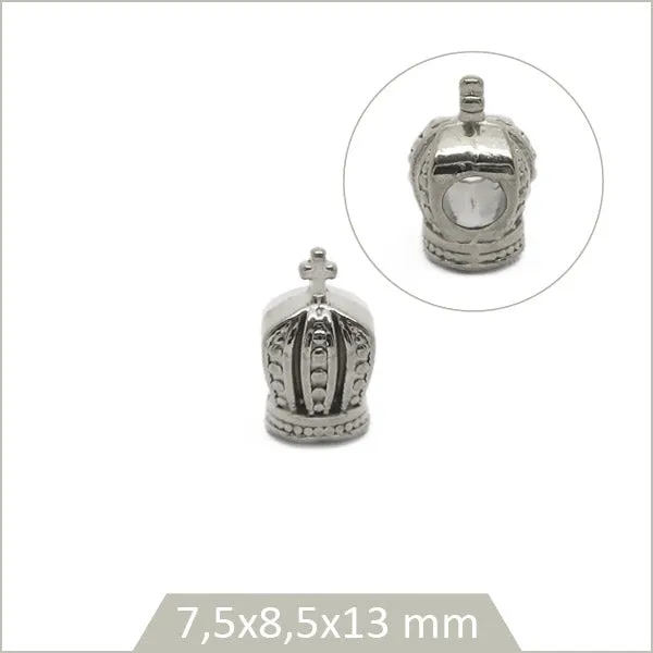 1 perle couronne en acier inoxydable