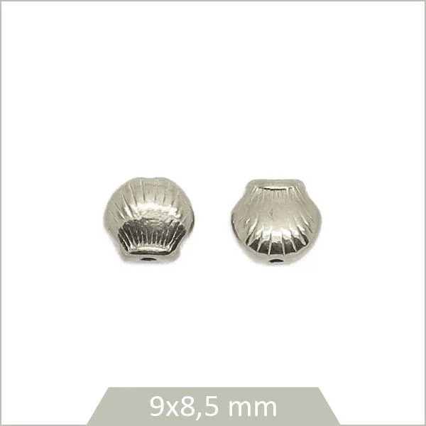 2 perles coquillage acier inoxydable