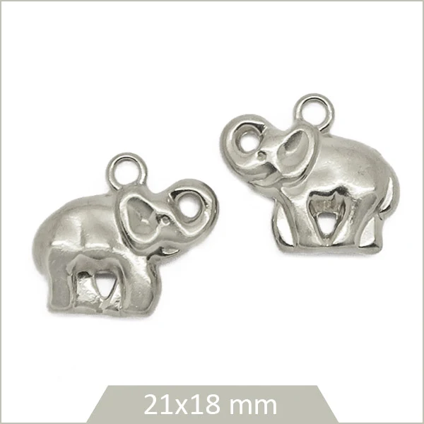 2 breloques éléphants en acier inoxydable