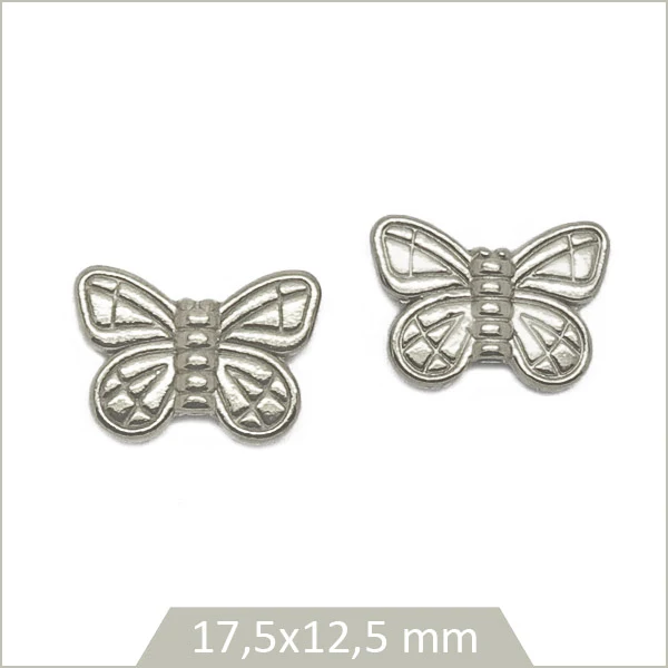 2 perles tubes papillons en acier inoxydable