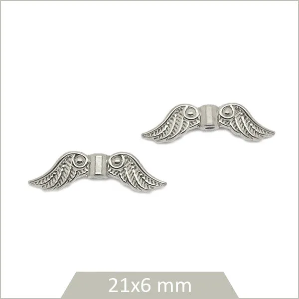 2 perles tubes aillées en acier inoxydable