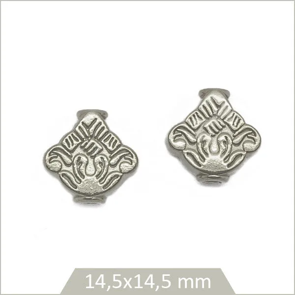 2 perles ethniques arabesques en acier inoxydable