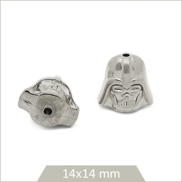 2 perles Dark Vador en acier inoxydable