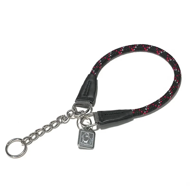 Collier étrangleur chien style corde noir et rouge