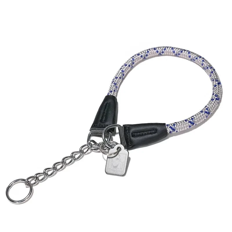 Collier étrangleur chien style corde blanc