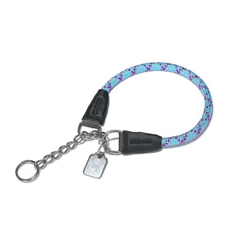 Collier étrangleur chien style corde bleu