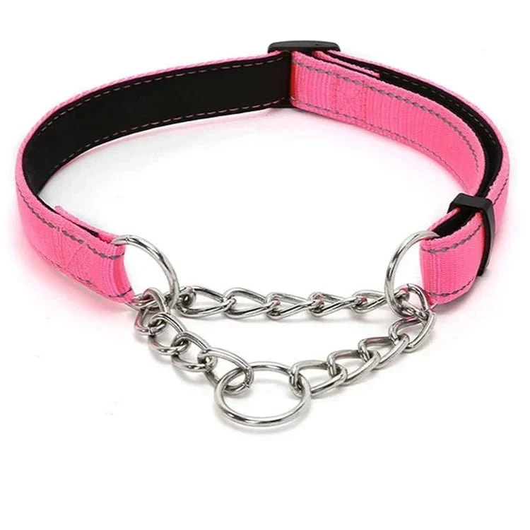 Collier étrangleur chien en nylon rose