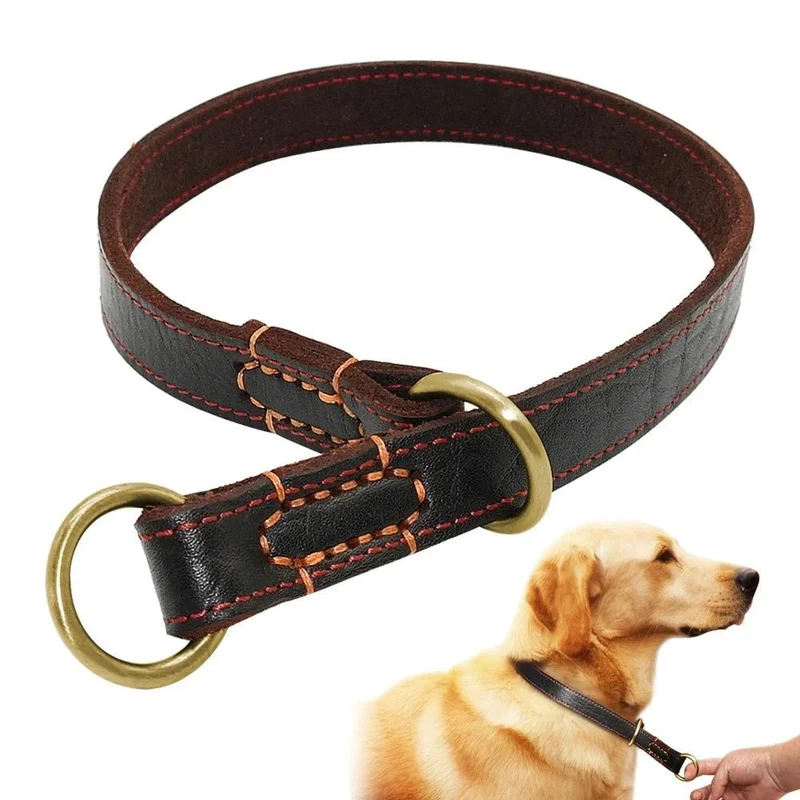 Collier étrangleur en cuir pour grand chien