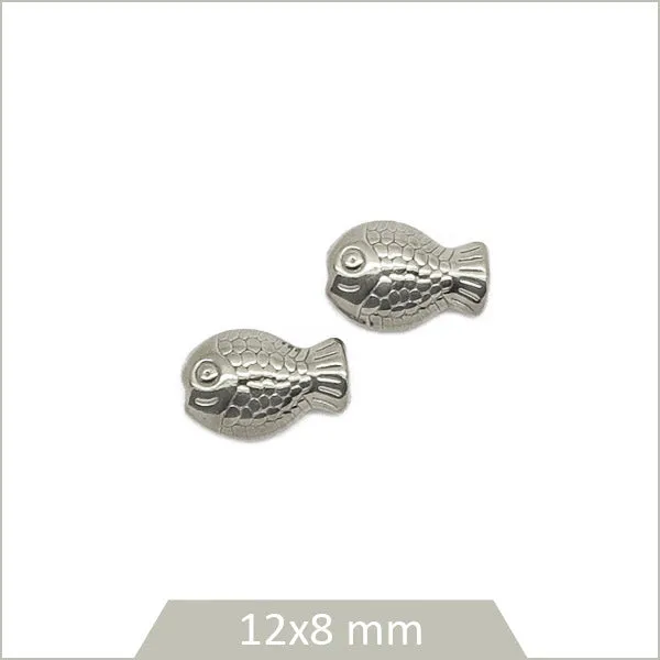 2 perles poissons en acier inoxydable