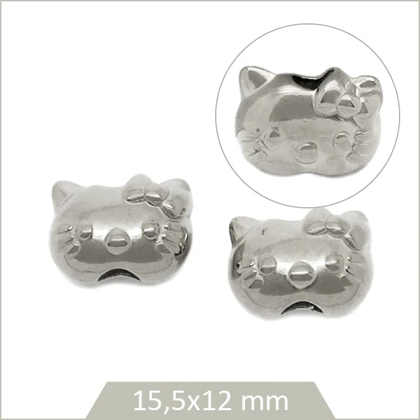 2 perles Hello Kitty en acier inoxydable