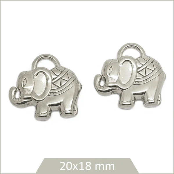 2 breloques éléphants éthniques en acier inoxydable