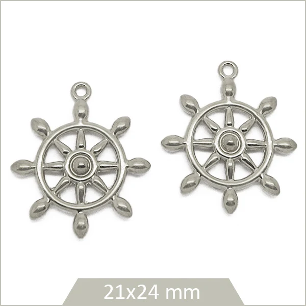 2 breloques barre de navigation de bateau en acier inoxydable