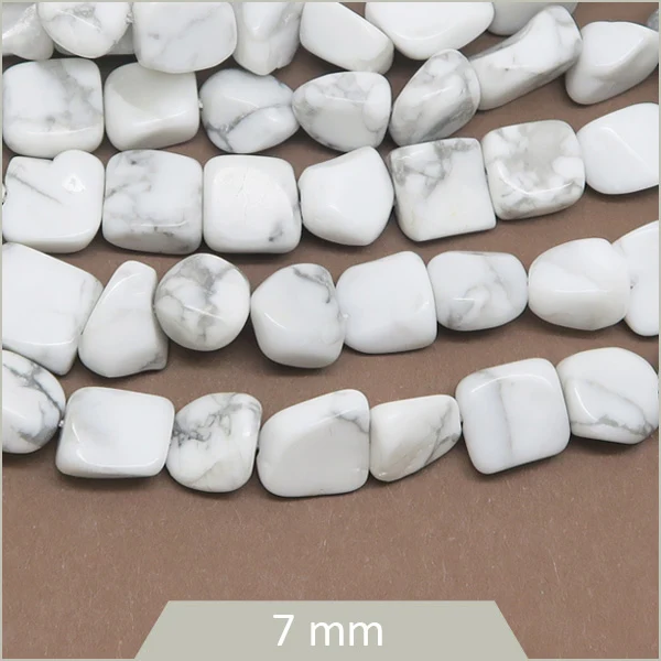 40 cm de perles galets en Howlite, calibre 7 mm env.