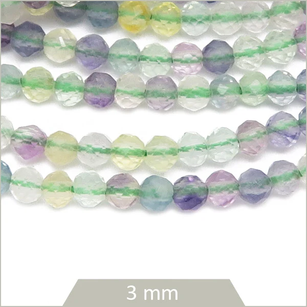 Env. 120 perles facettées en Fluorite, 3 mm