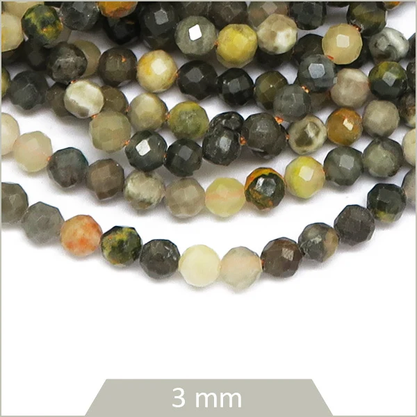 Env. 120 perles facettées en Jaspe bourdon 3 mm