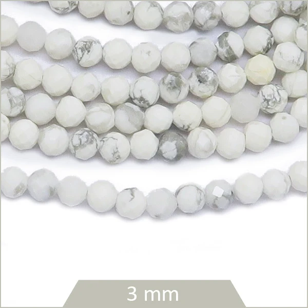 Env. 128 perles facettées en Howlite, 3 mm
