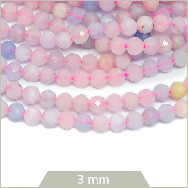 Env. 120 perles facettées de Morganite, 3 mm