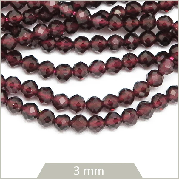 Env. 116 perles facettées en Grenat, 3 mm