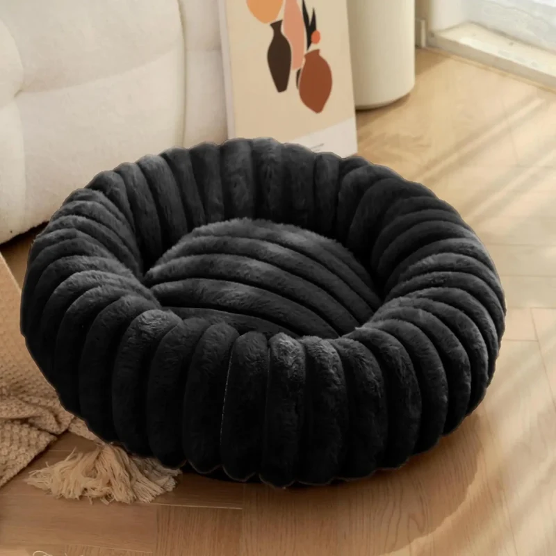 Panier fluffy style velour pour grand chien noir