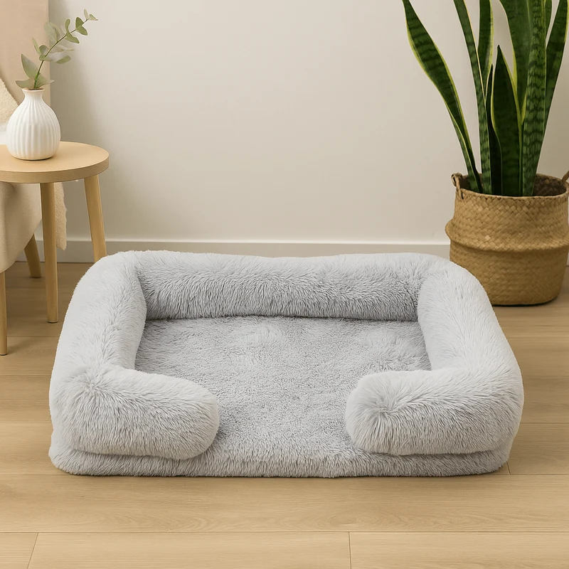 Panier pour grand chien avec oreiller gris
