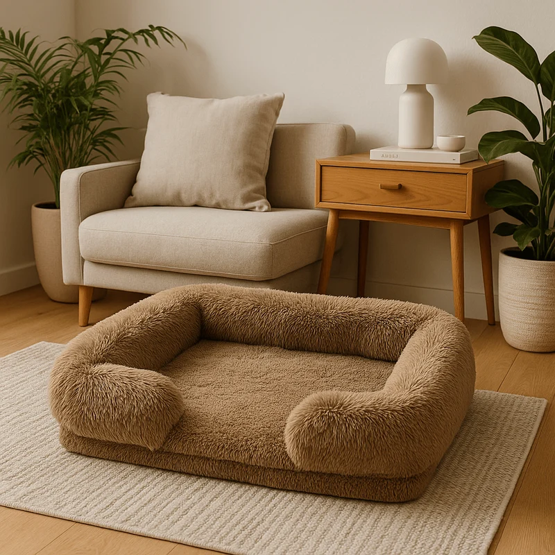 Panier pour grand chien avec oreiller brun