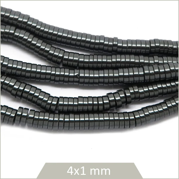 Env. 390 perles rondelles en hématite gris anthracite, 4x1 mm
