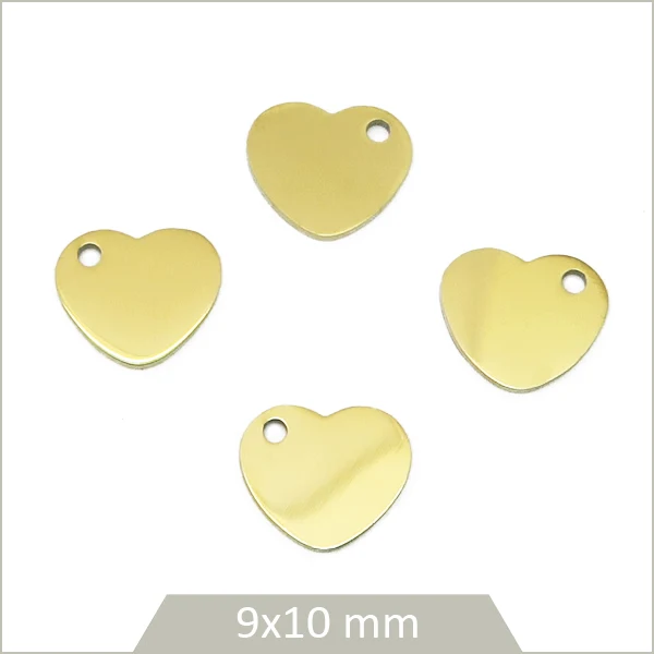 4 breloques coeur en acier inoxydable doré