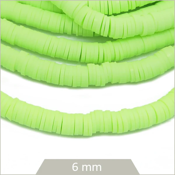 Rang d'env. 45 cm de perles rondelles heishi 6 mm, vert anis