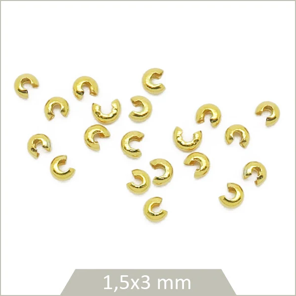 Env. 20 perles cache nœud en acier inoxydable doré 3 mm