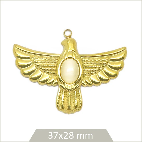 1 breloque aigle perlé en acier inoxydable doré