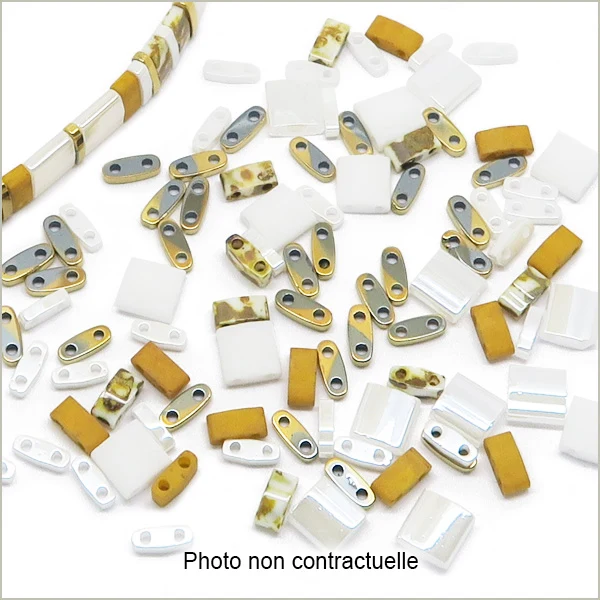 6 g de mix de perles Tila Blanc et OR