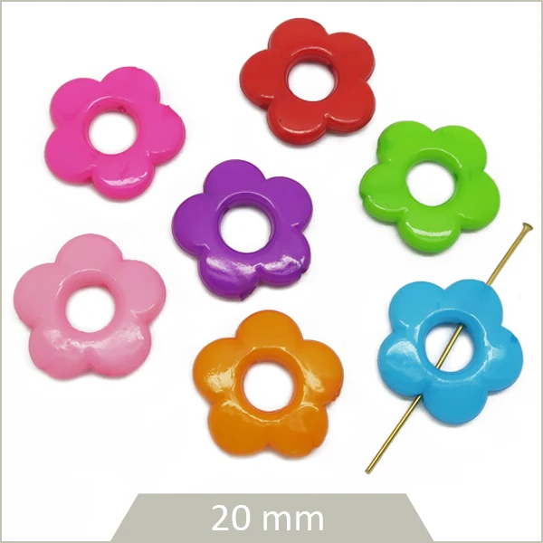 12 perles fleurs pop 20 mm